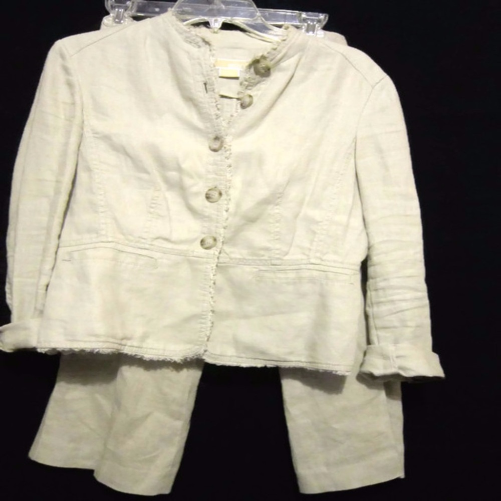 Michael Kors 2 Piece Suit Capris Jacket 100% Linen